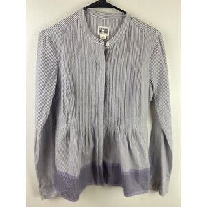 Converse One Star Purple Stripe Button Down  Pin Tuck Pleated Women's Size XS